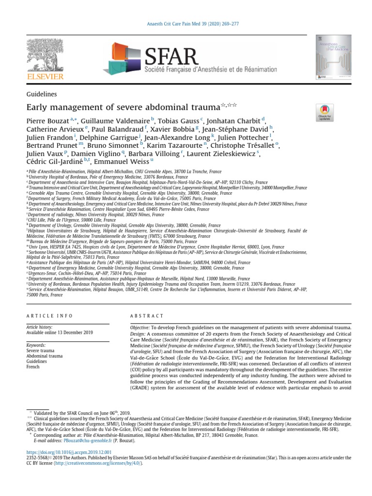 Guidelines for Severe Abdominal Trauma | PDF | Major Trauma | Ct Scan