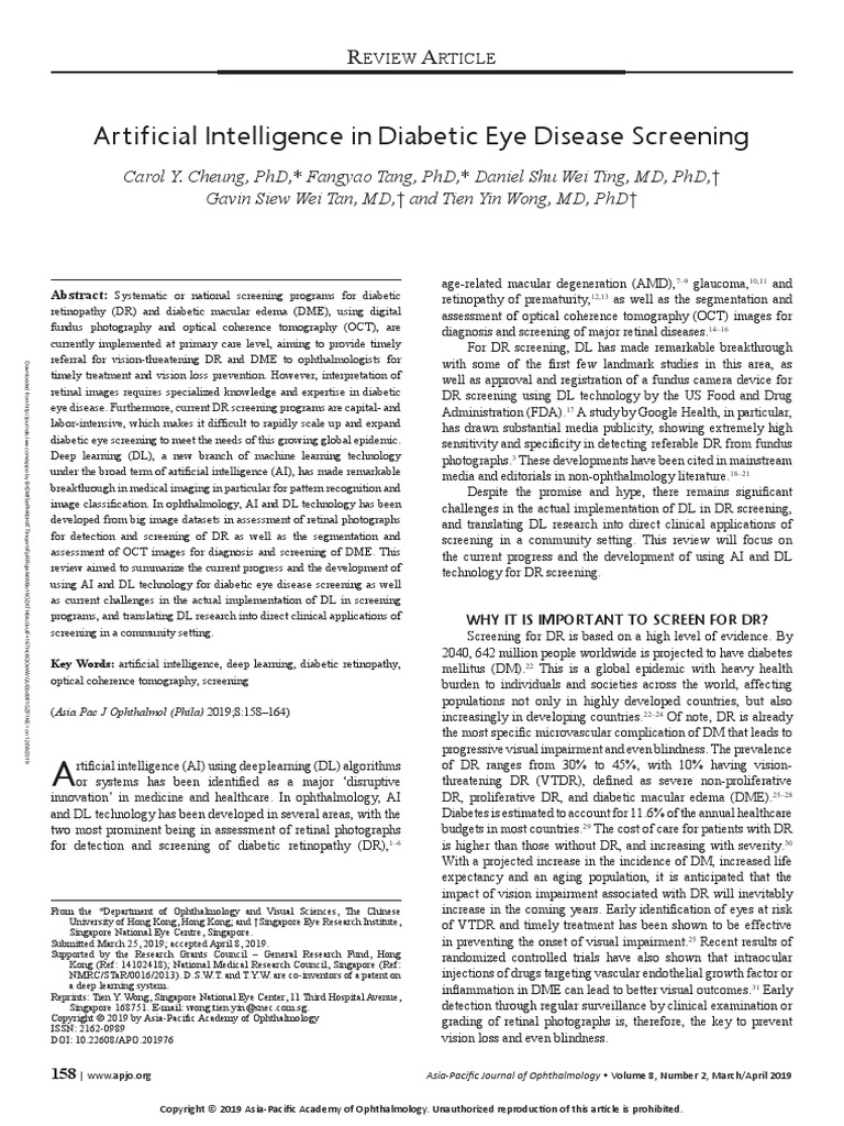 Artificial Intelligence in Diabetic Eye Disease Screening | PDF ...