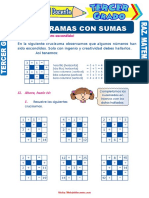 Crucigramas Con Sumas para Tercer Grado de Primaria