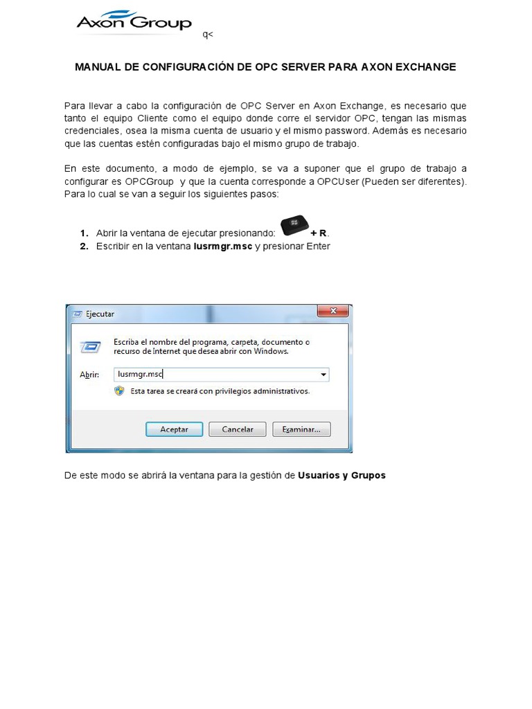 Manual OPC SERVER | PDF | Usuario (informática) | Contraseña