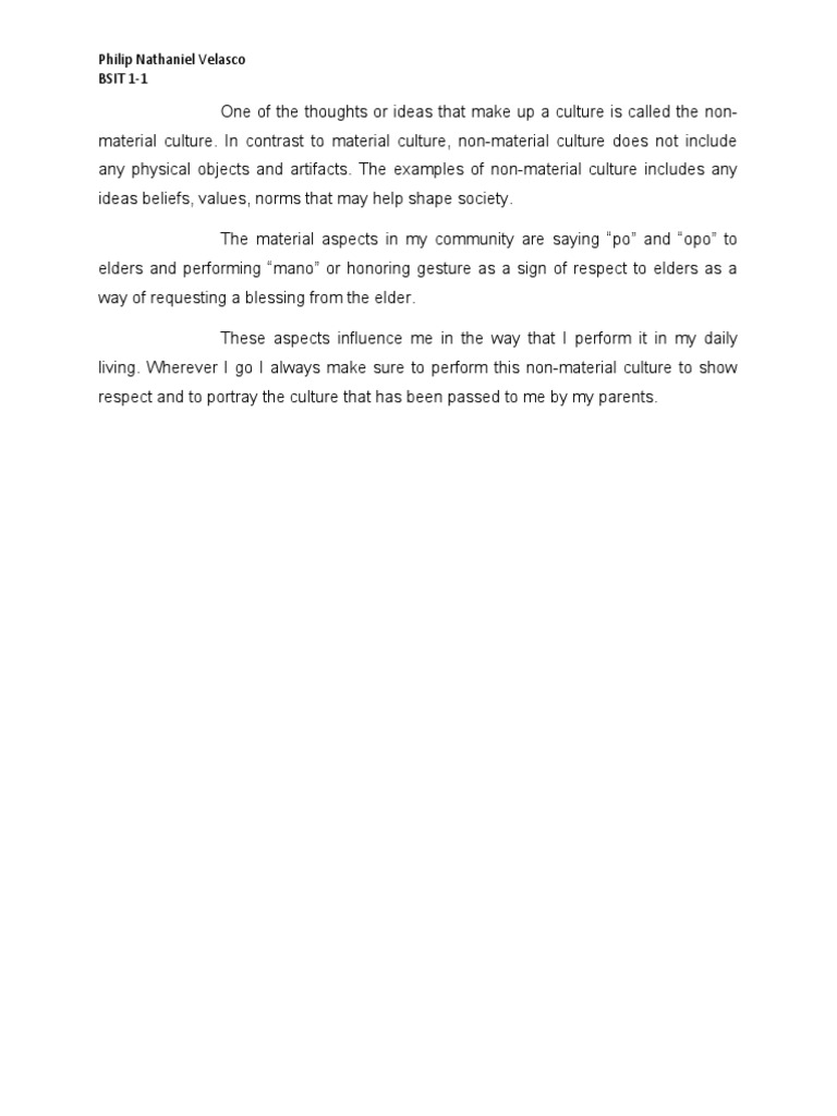 Understanding Non-Material Culture | PDF | Wellness | Religion ...