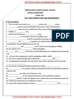 International Indian School, Riyadh. Science Worksheet Class: Viii Chapter:1 Crop Production and Management