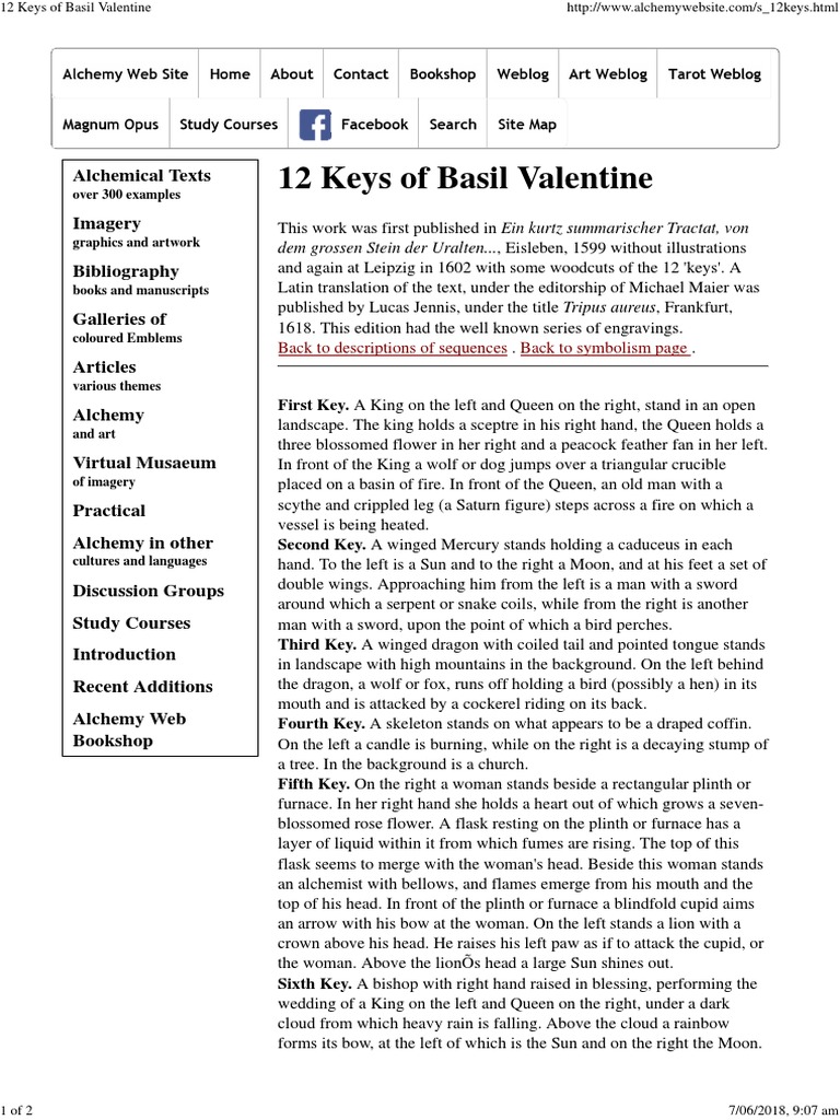 Twelve Keys of Basil Valentine | PDF | Young Adult | General Fiction