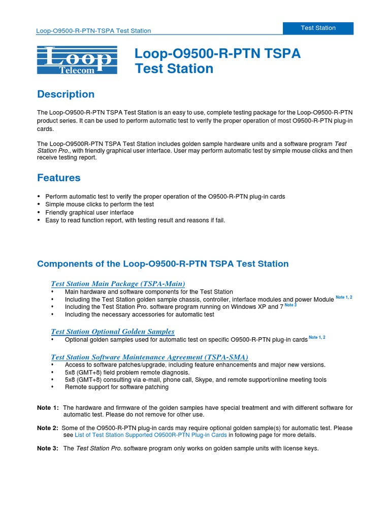 Loop-O9500-R-PTN TSPA Test Station: Description | PDF | Graphical User ...