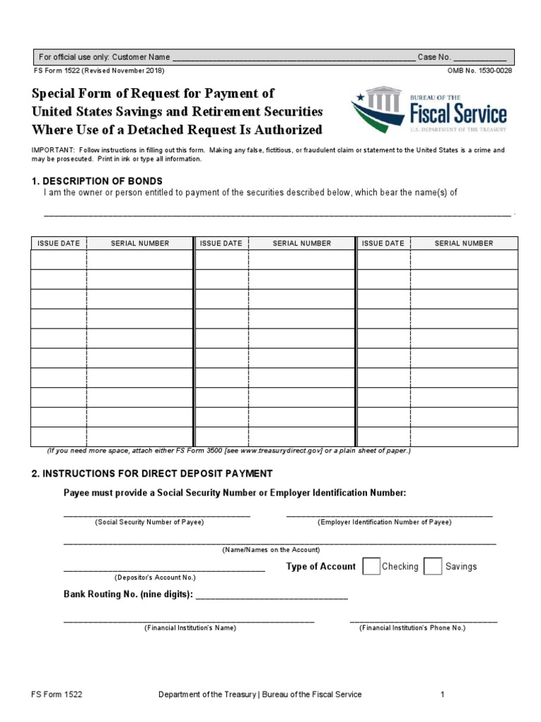 Request for U.S. Savings Bond Payment | PDF | Social Security Number ...
