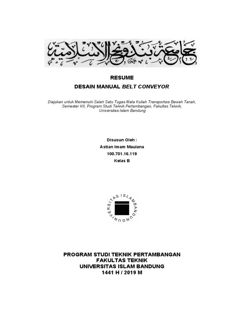 Resume Conveyor Belt Design Manual PDF