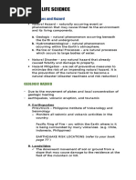 Earth and Life Science: Natural Processes and Hazard
