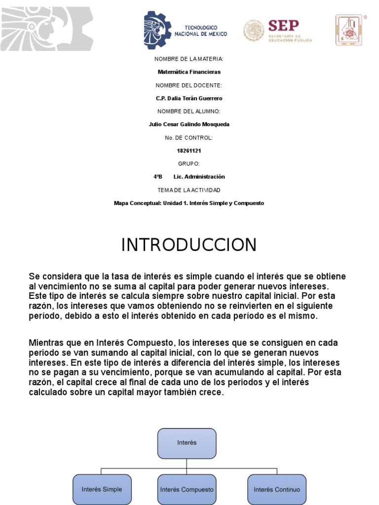 Mapa Conceptual: Interés Simple y Compuesto | PDF | Finanzas ...