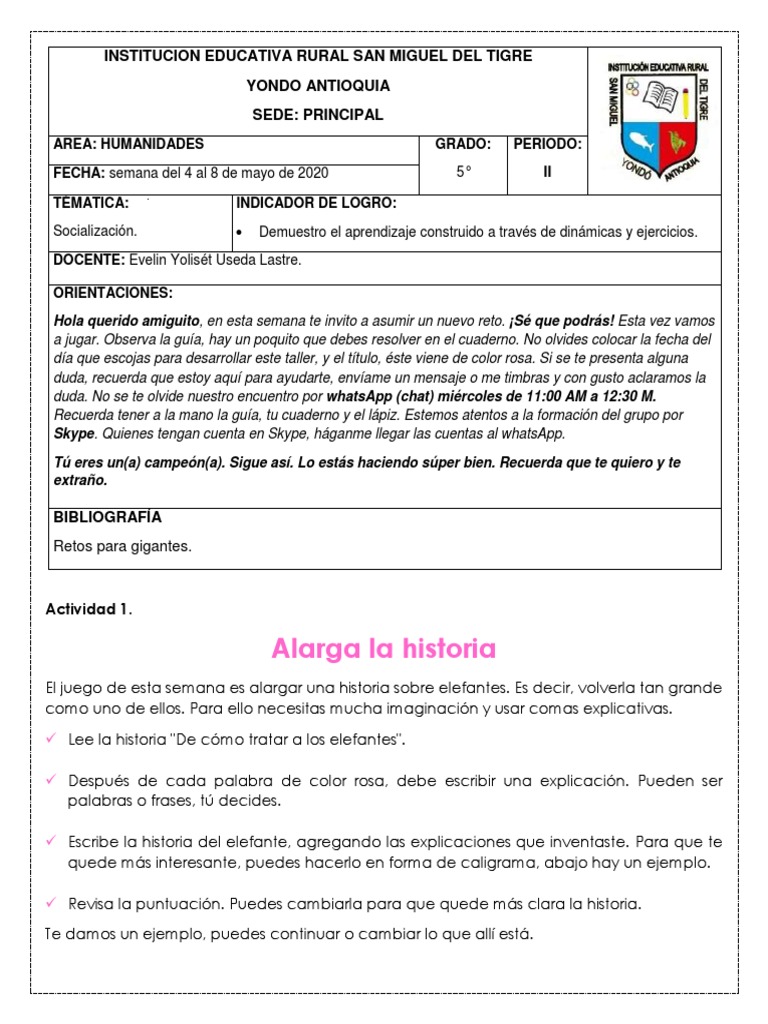 Actividades Creativas para 5° Grado | PDF | Artes del Lenguaje y ...