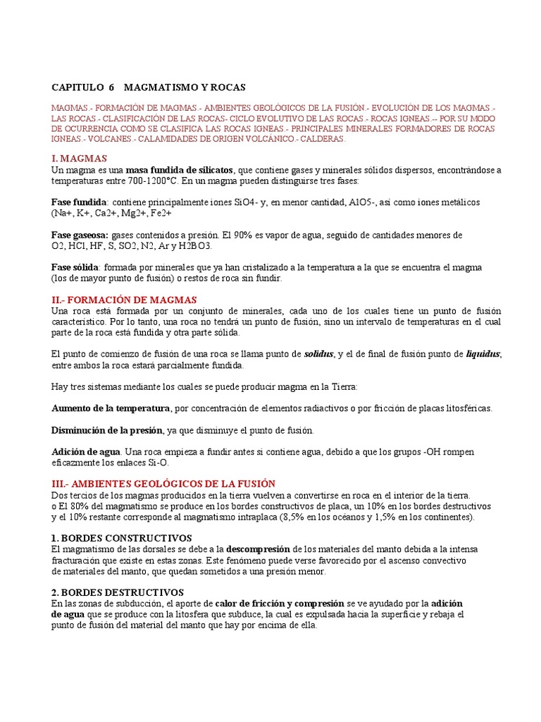 Cap 6 Magmatismo y Rocas Igneas - 1 | PDF | Roca (geología) | Volcán