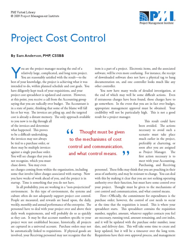 03 Project Cost Control PDF | PDF | Project Management | Spreadsheet