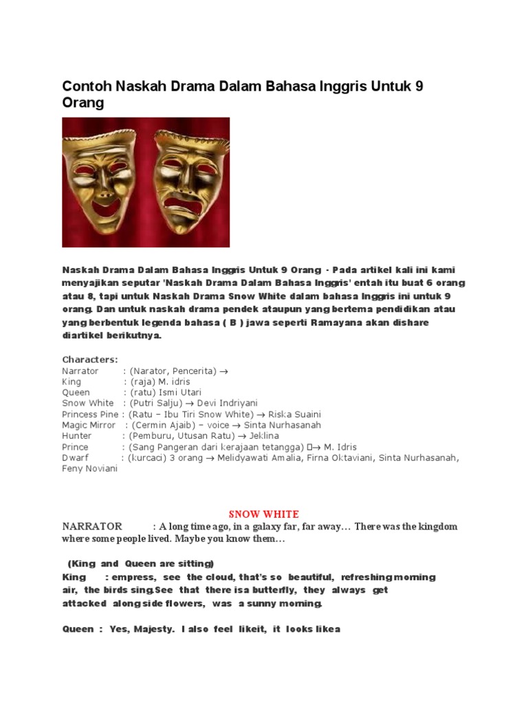 Contoh Naskah Drama Dalam Bahasa Inggris Untuk 9 Orang | PDF | Snow