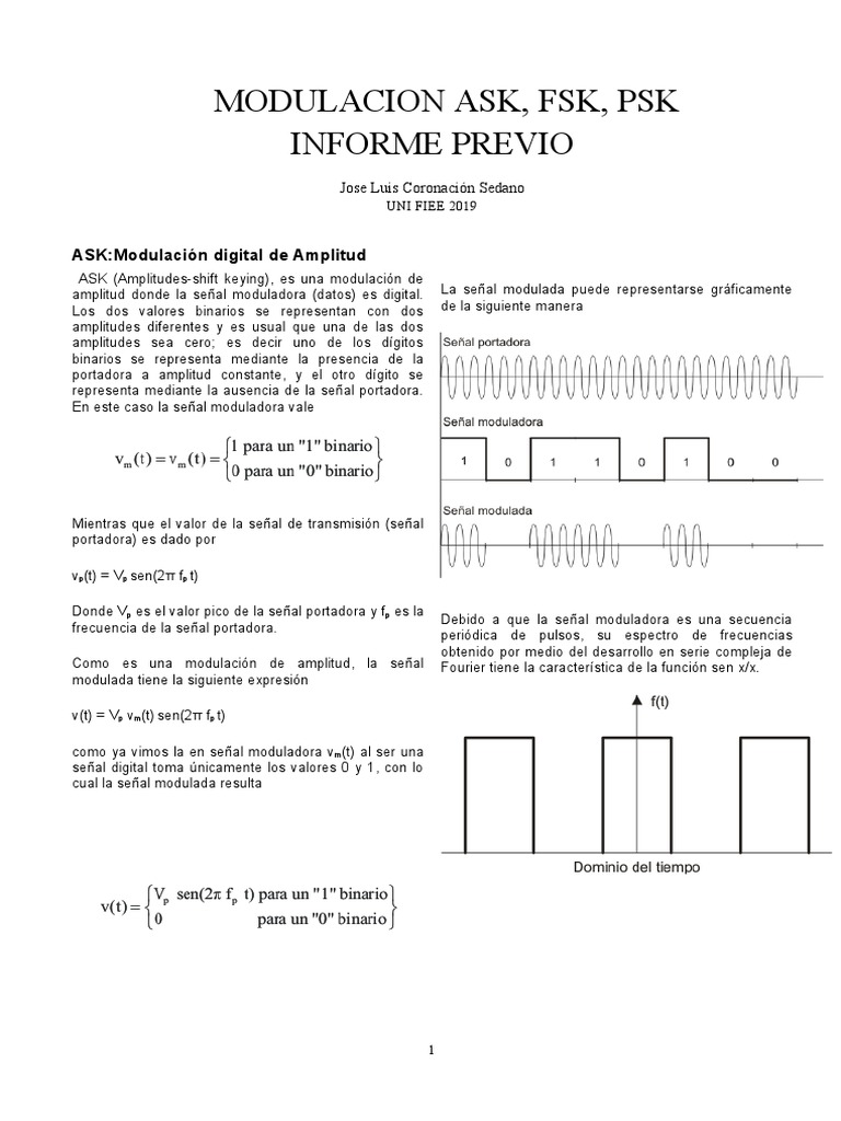 Informe Previo Telecomunicaciones 2 Lab Modulacion Ask, FSK, PSK | PDF ...