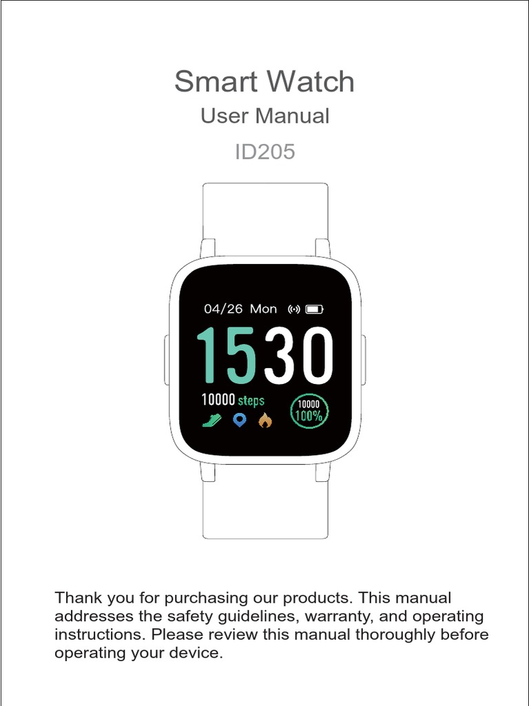 Smart Watch User Manual PDF Smartphone Android (Operating System)