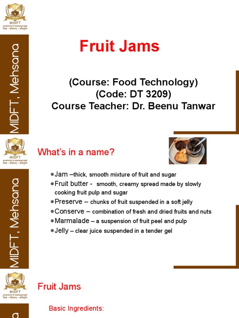 Understanding Fruit Jam Composition | PDF | Fruit Preserves | Chemical ...