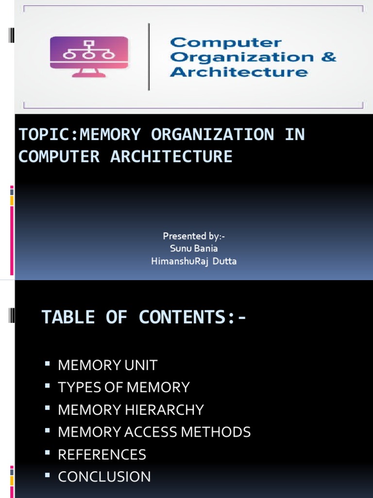 Presentation On Memory Organization in Computer Architecture PDF