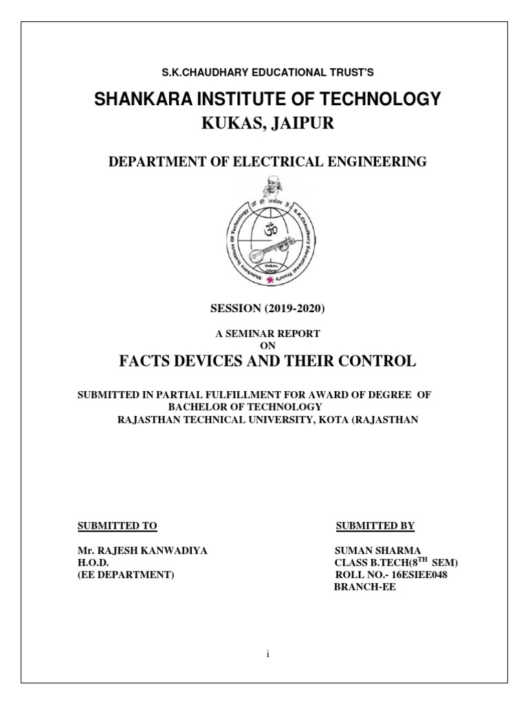 Seminar Report On Facts Devices PDF Power Electronics High