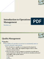 Introduction To Operations Management: Session 4, 5