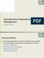 Introduction To Operations Management: Session 7 and 8