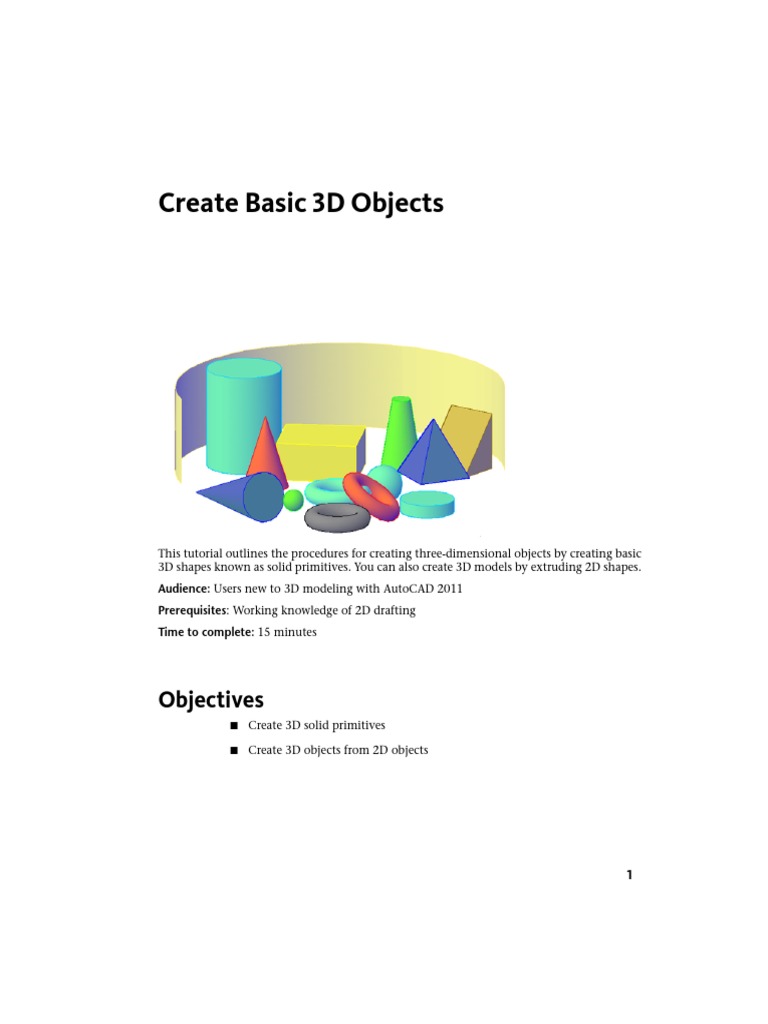 Create Basic 3D Objects: Objectives | PDF | Art
