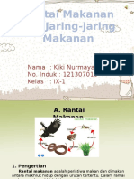 Rantai Makanan Dan Jaring-Jaring Makanan: Nama: Kiki Nurmaya No. Induk: 121307016 Kelas: IX-1