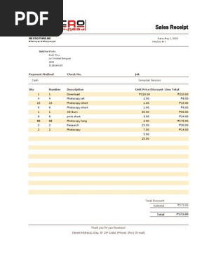Sales receipt November 27