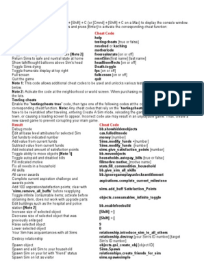 The Sims 4 Cheats, PDF, Sobrenome