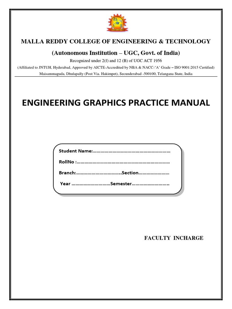 Engineering Graphics Practice Manual | PDF | Ellipse | Circle