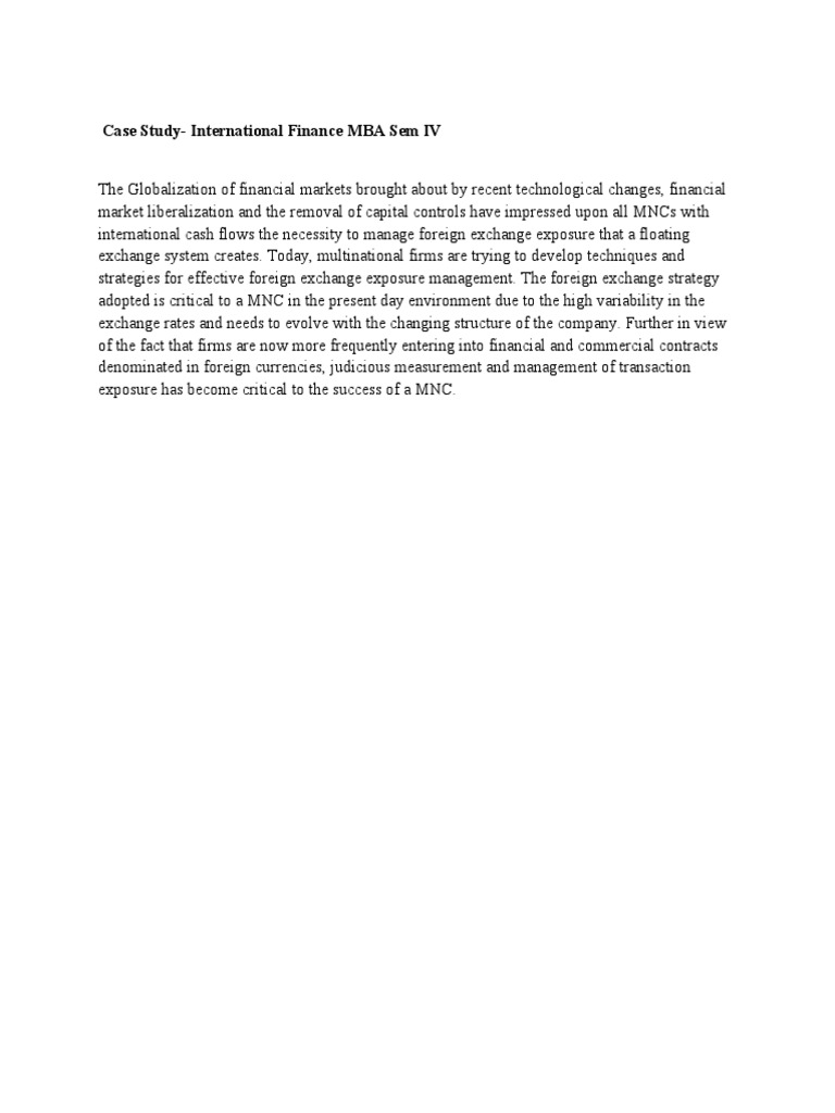 Case Study-International Finance MBA Sem IV | PDF | Business | Finance ...