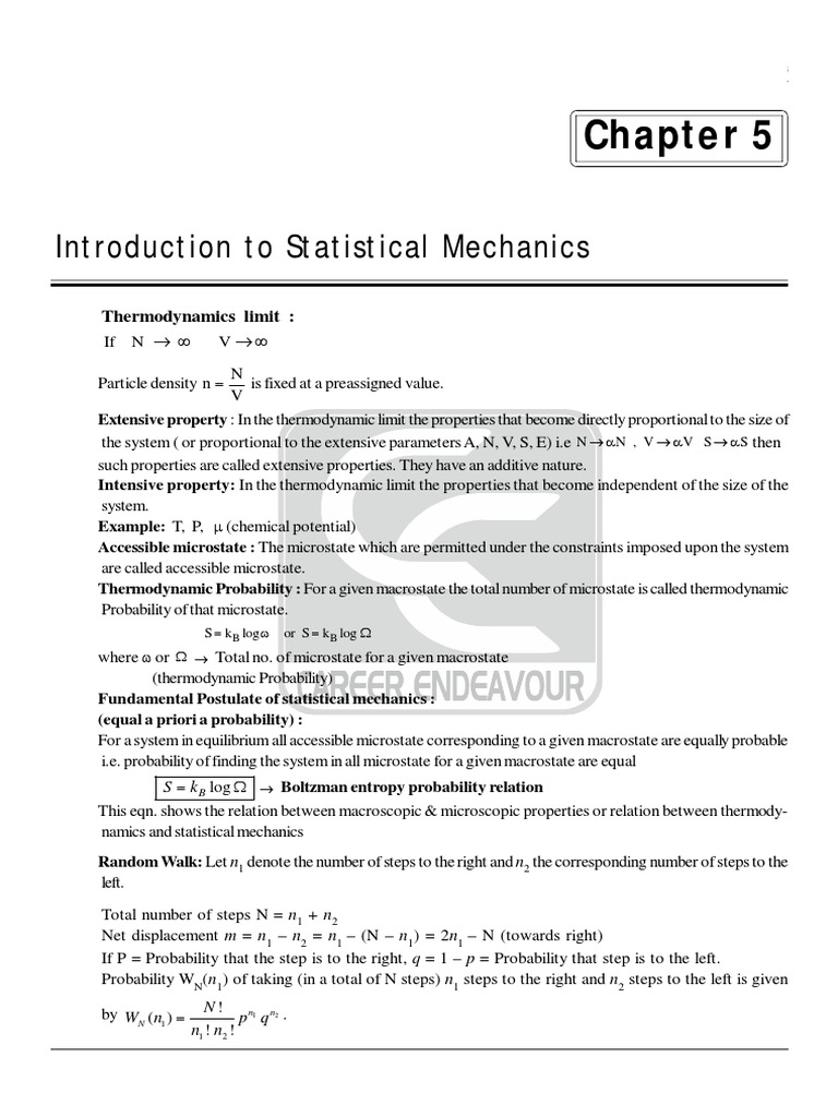 Introduction To Statistical Mechanics: Thermodynamics Limit | PDF ...