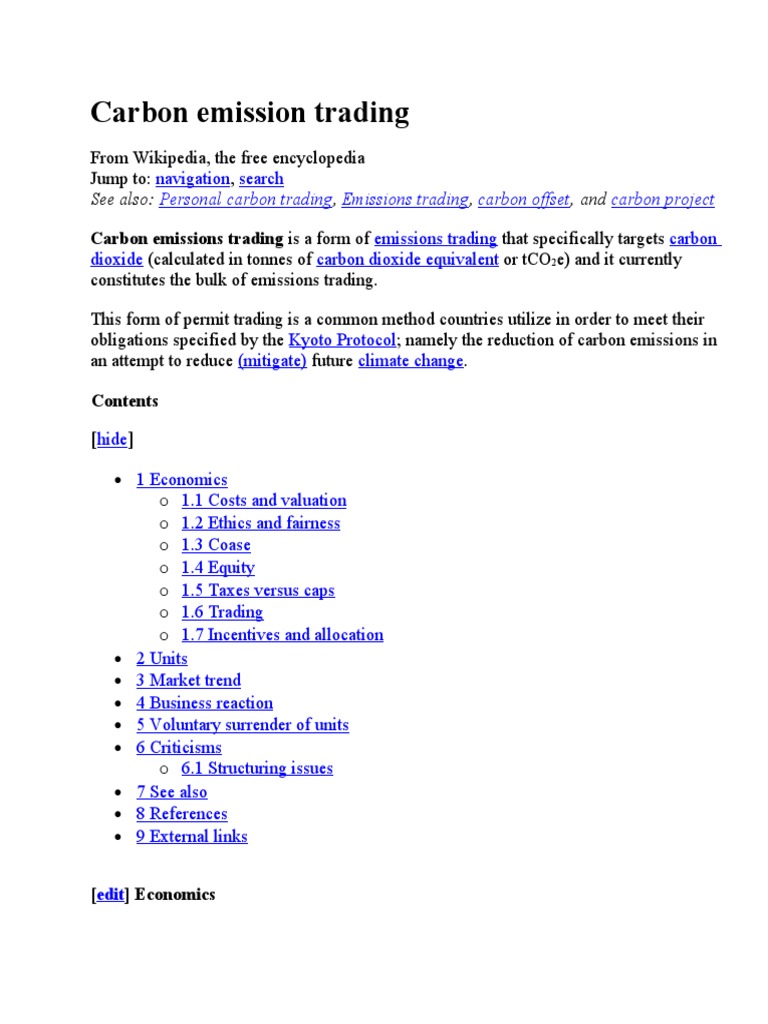 Carbon Emission Trading | PDF | Low Carbon Economy | Emissions Trading