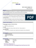 MCA Final Year Fresher Resume