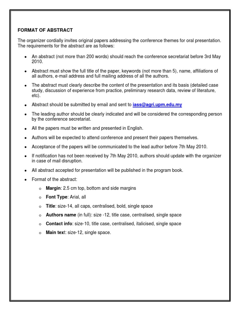 Abstract Submission Guidelines for Conference | PDF