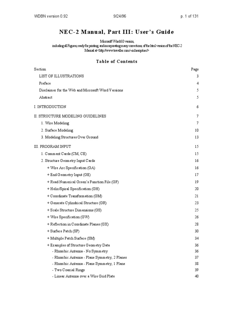 NEC-2 User's Guide Overview | PDF | Physics | Electrical Engineering