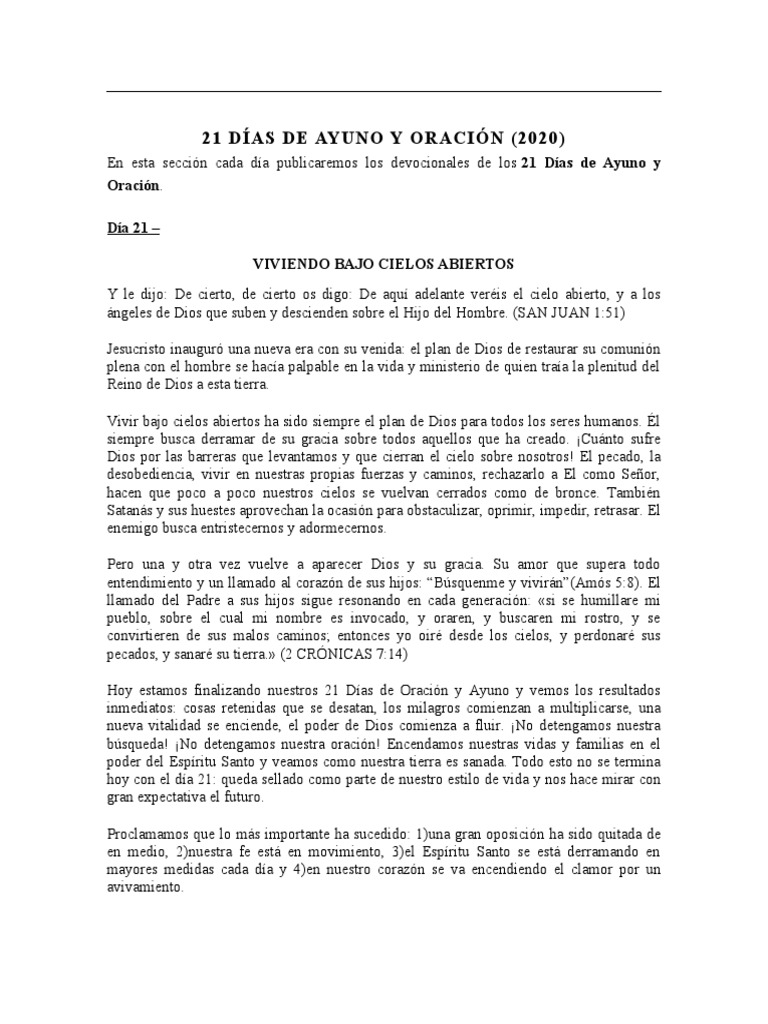 21 Días de Ayuno y Oración | PDF | Oración | espíritu Santo