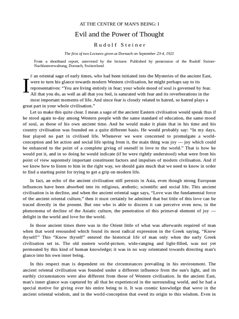 Steiner on Fear and Inner Knowledge | PDF | God The Father | Consciousness