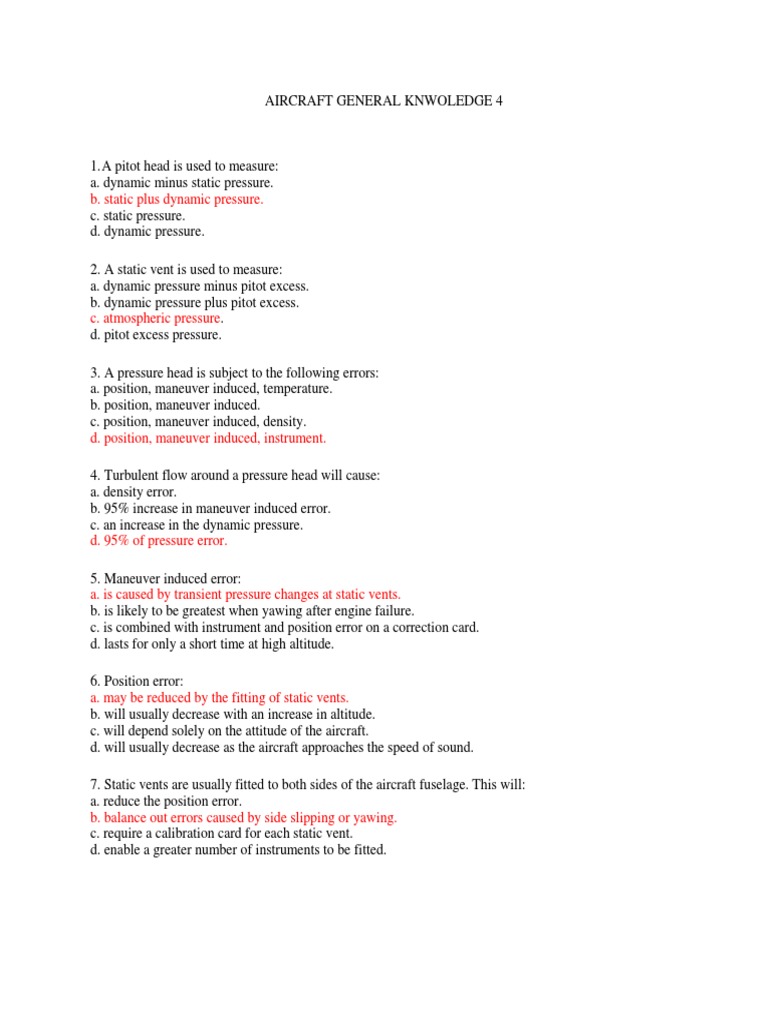 Aircraft Instrumentation Errors and Effects | PDF | Airspeed | Aerospace