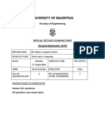 University of Mauritius Special Retake Exams Web-Centric Computing Module