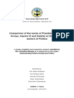 Comparison of The Works of Presidents Estrada, Arroyo, Aquino III and Duterte On The Different Sectors of Politics