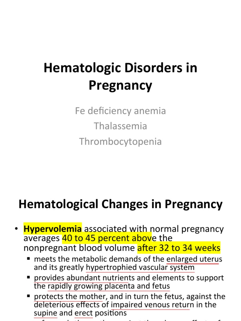 Hematological Disorders in Pregnancy | PDF | Anemia | Hematology