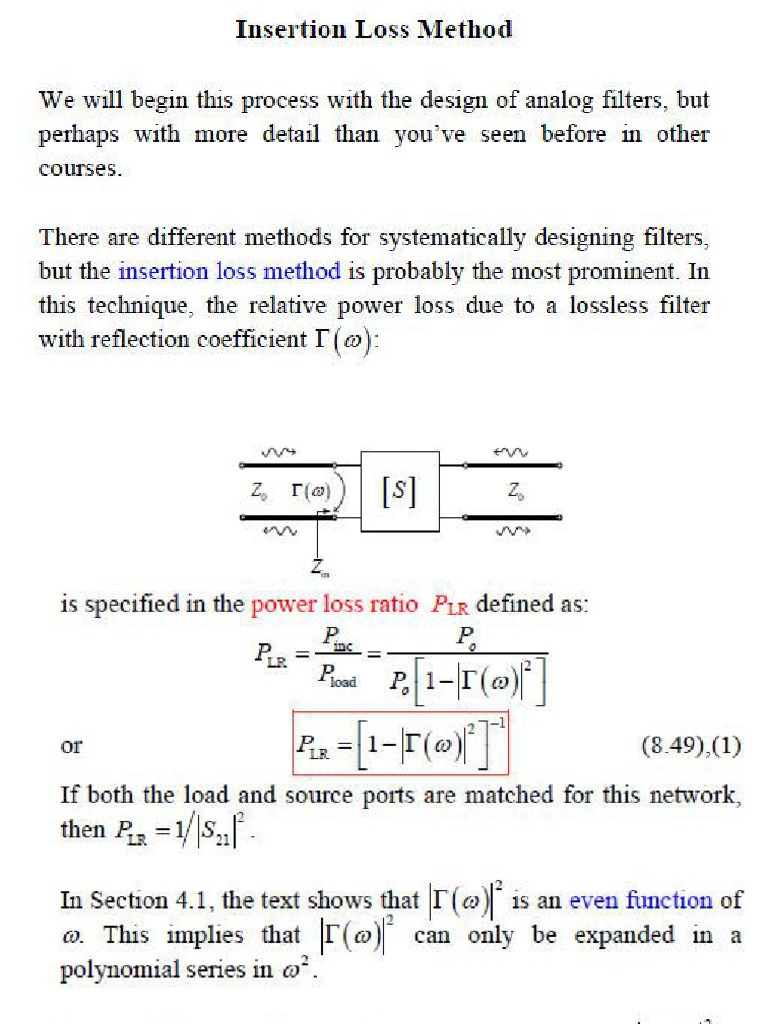 Filter Design by Insertion Loss | PDF
