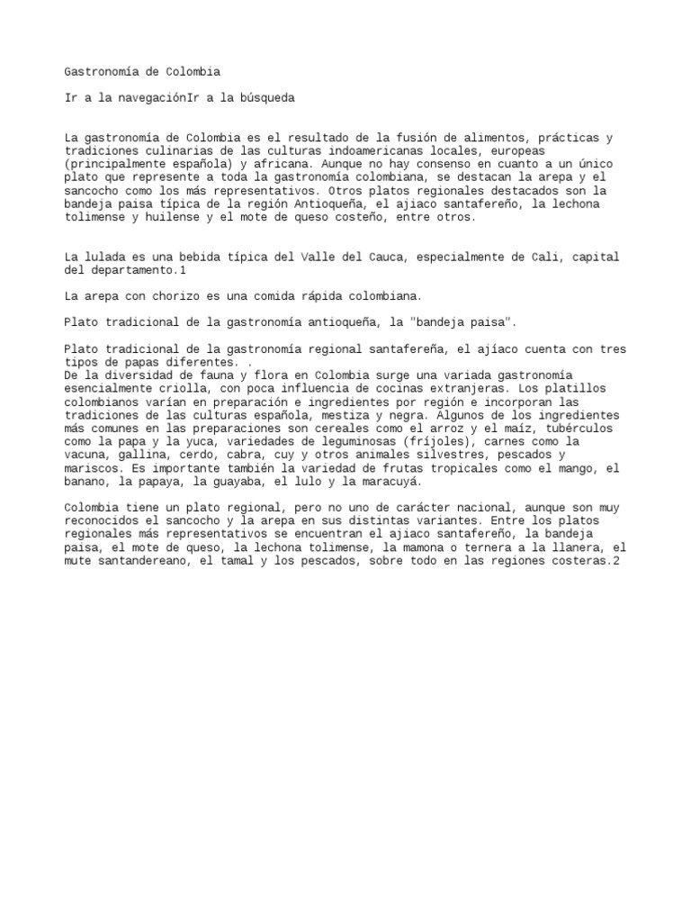 Gastronomía de Colombia | PDF