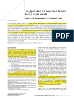 Effect of weld nugget size on overload failure