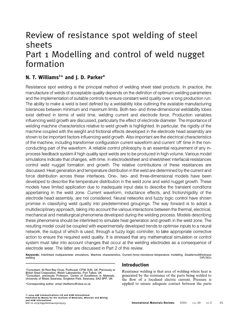 Review of Resistance Spot Welding of Steel | PDF | Welding | Construction