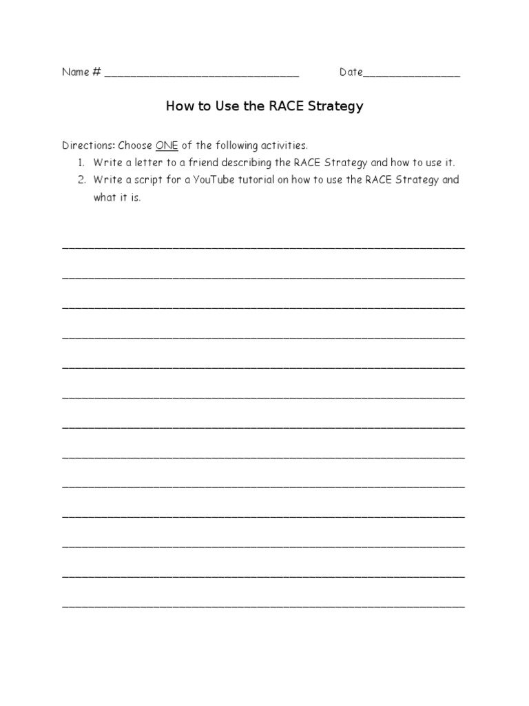 How To Use The Race Strategy Enrichment PDF