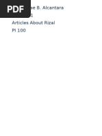 Download Articles About Rizal by Karen Mae Alcantara SN45933978 doc pdf