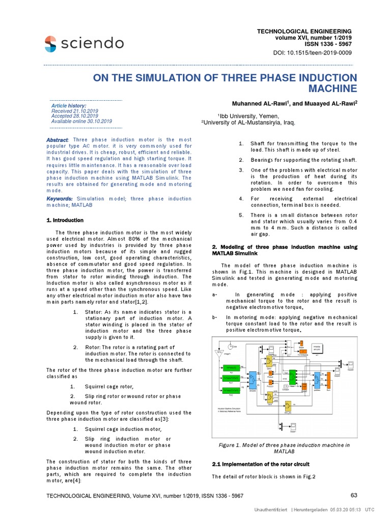 Three-Phase Induction Machine Simulation | PDF | Electric Motor ...