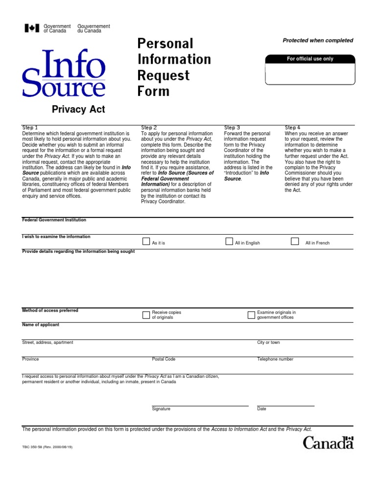 Personal Information Request Form Guide | PDF | Privacy | Personally ...