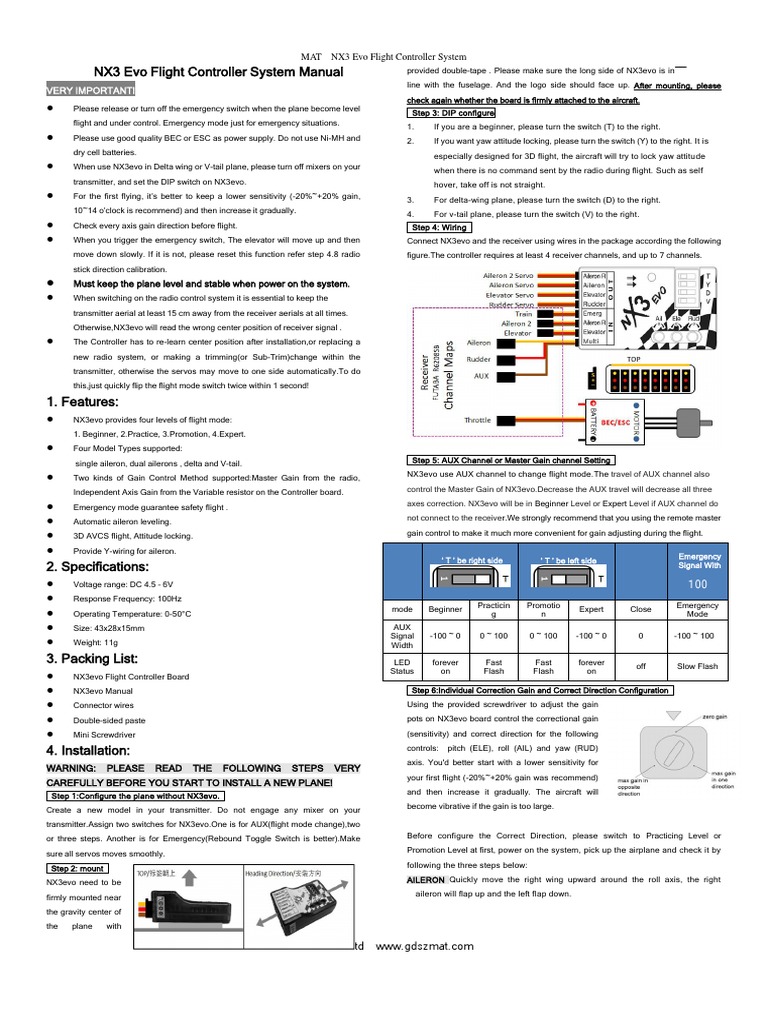NX3 Evo Flight Controller System Manual Very Important! PDF