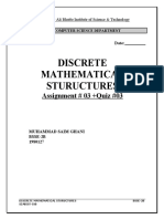 Discrete Mathematical Stuructures: Assignment # 03 +quiz #03